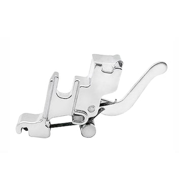 Snap-on low-shank presser foot adapter holder with curved arm and prongs