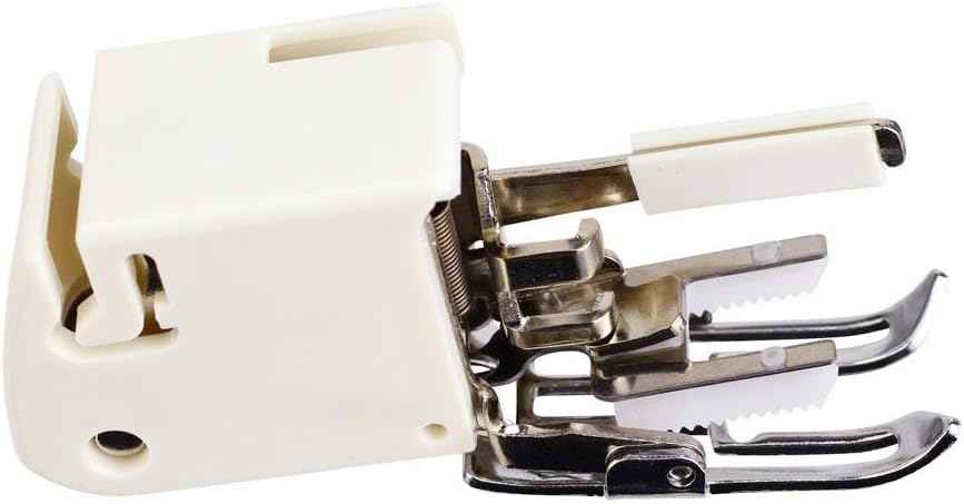 5mm walking foot presser foot, side view of metal arms and white mounting bracket