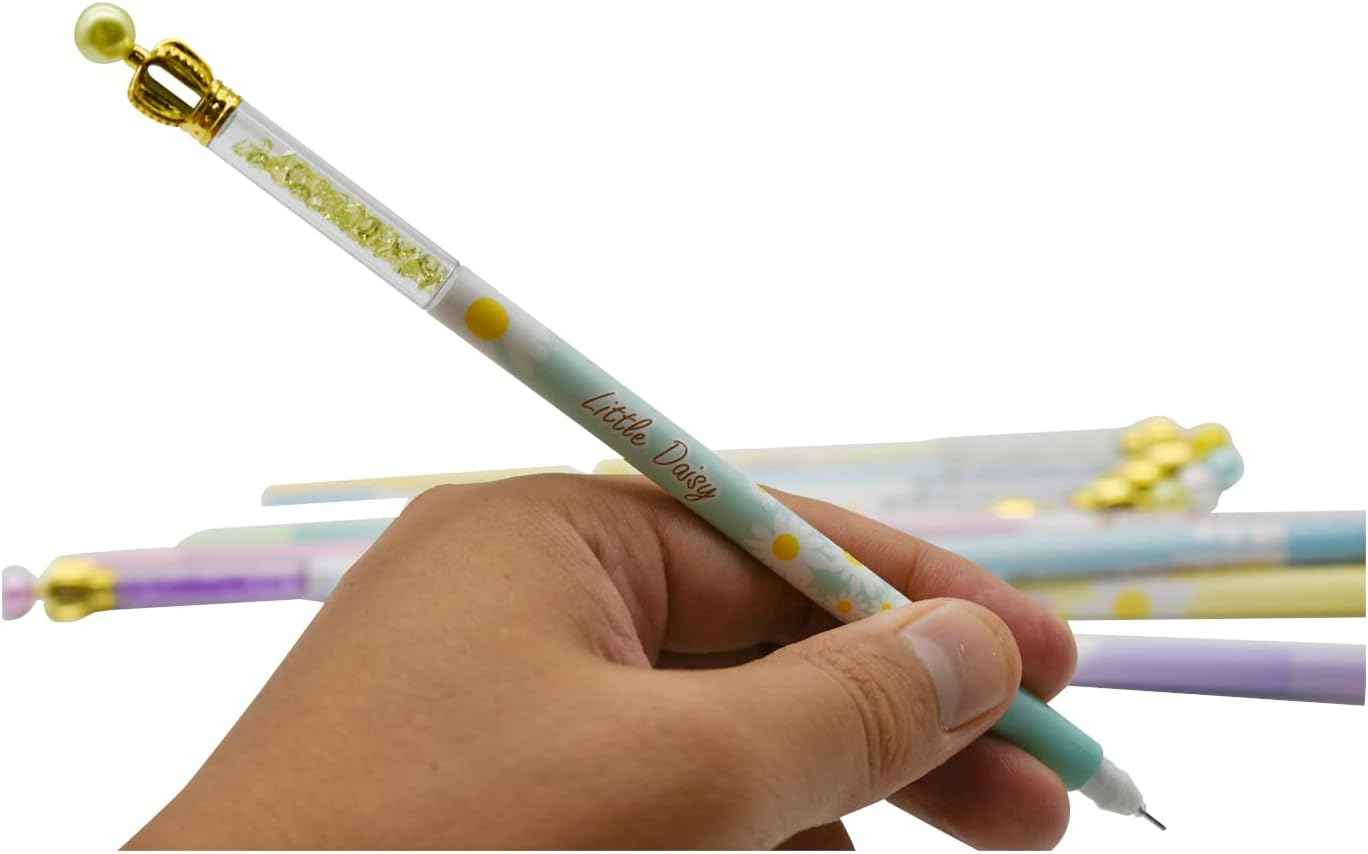 12PCS Fancy Floral Crown Gel Pens 0.5mm Black Ink