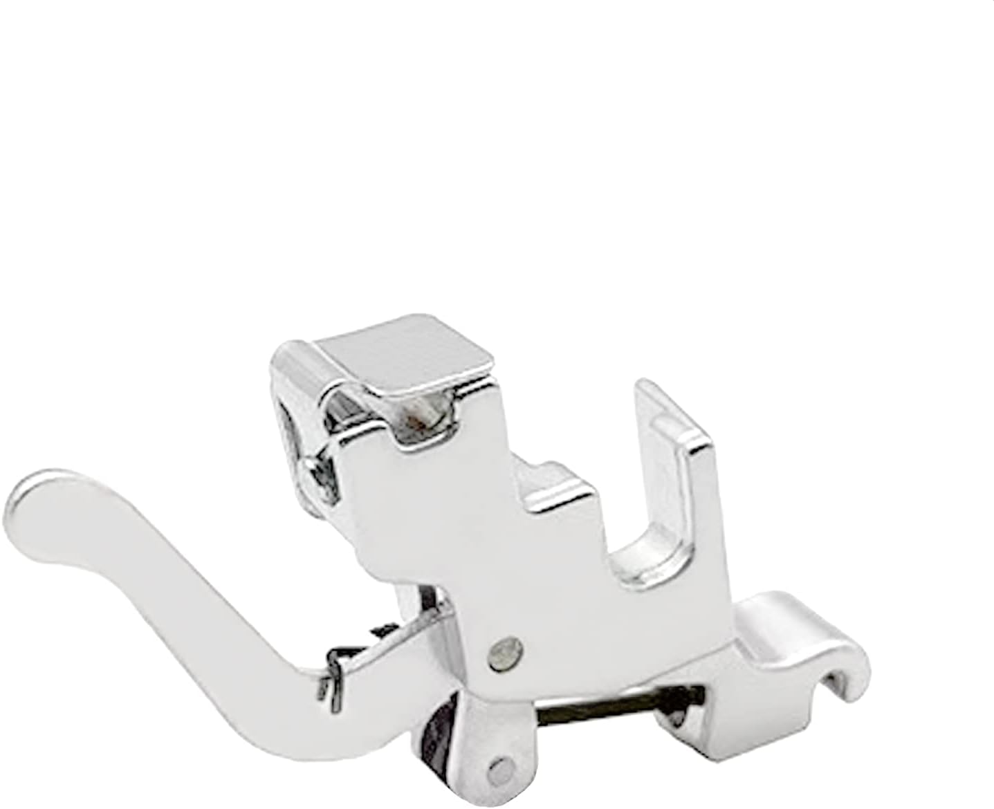 Low-shank snap-on presser foot holder with top clamp and curved handle