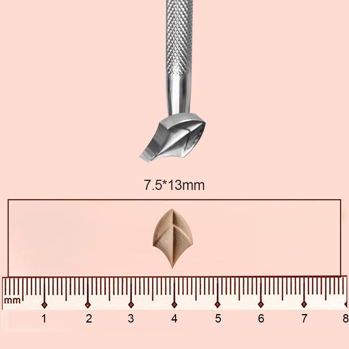 Edelstahl-Lederstempel mit Drachen-Schuppenprägung, Maß 7,5 x 13 mm