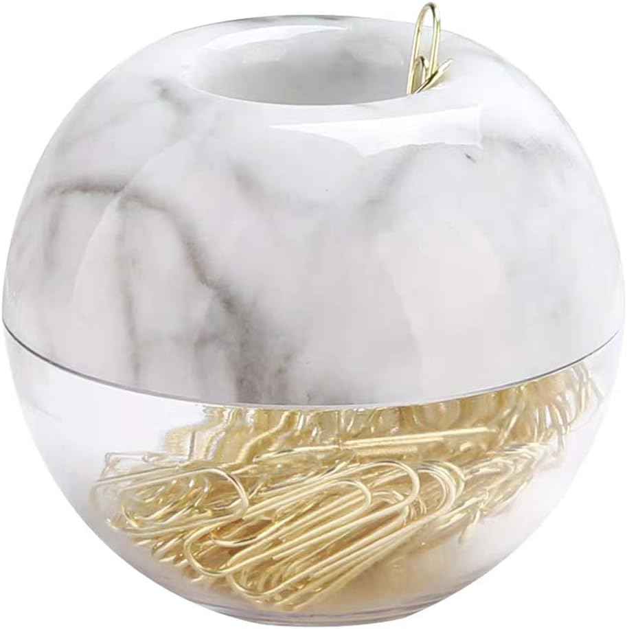 100pcs 28mm Paper Clips in Elegant Magnetic Clip Holder White