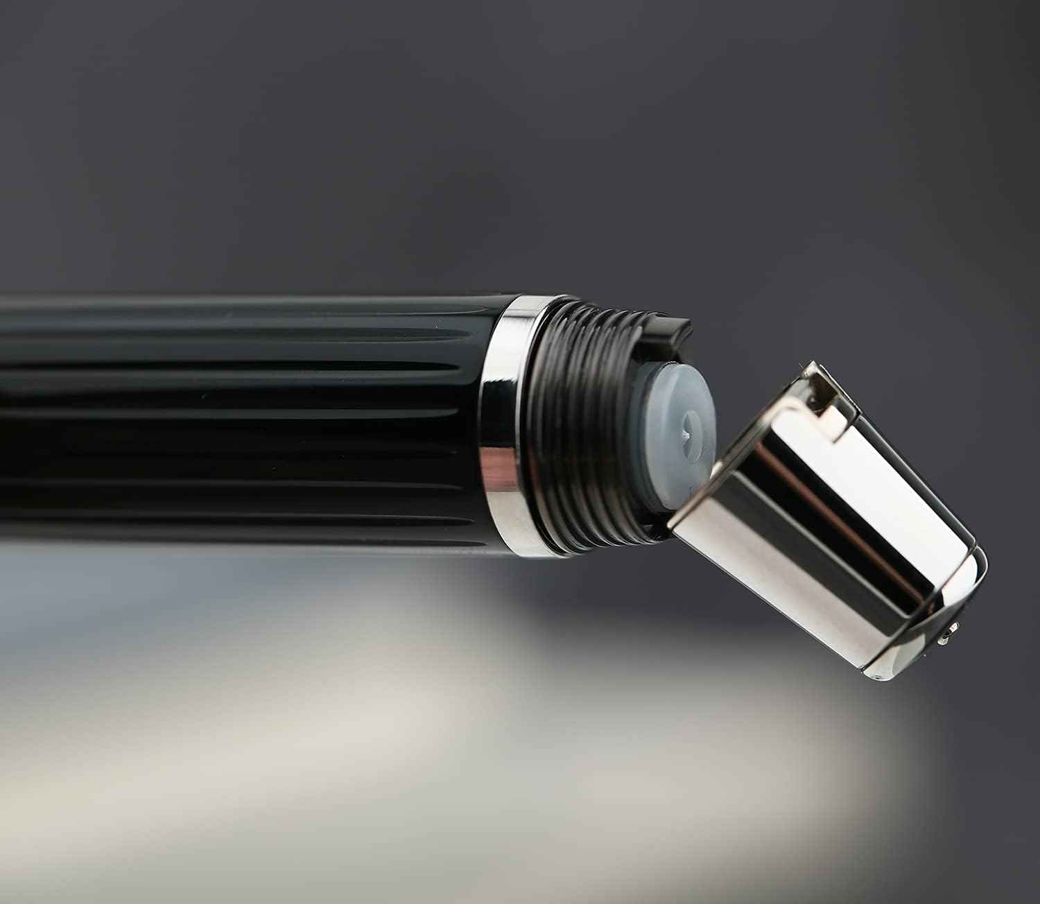Majohn X1 Retractable Fountain Pen Black Resin,Iridium Extra Nib