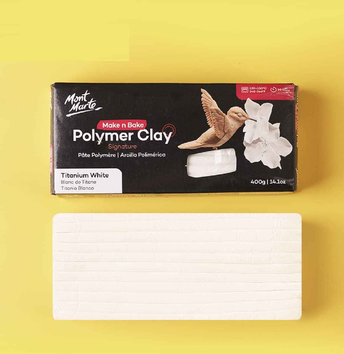 Mont Marte Make n Bake Polymer Clay Signature 400g Block Titanium White