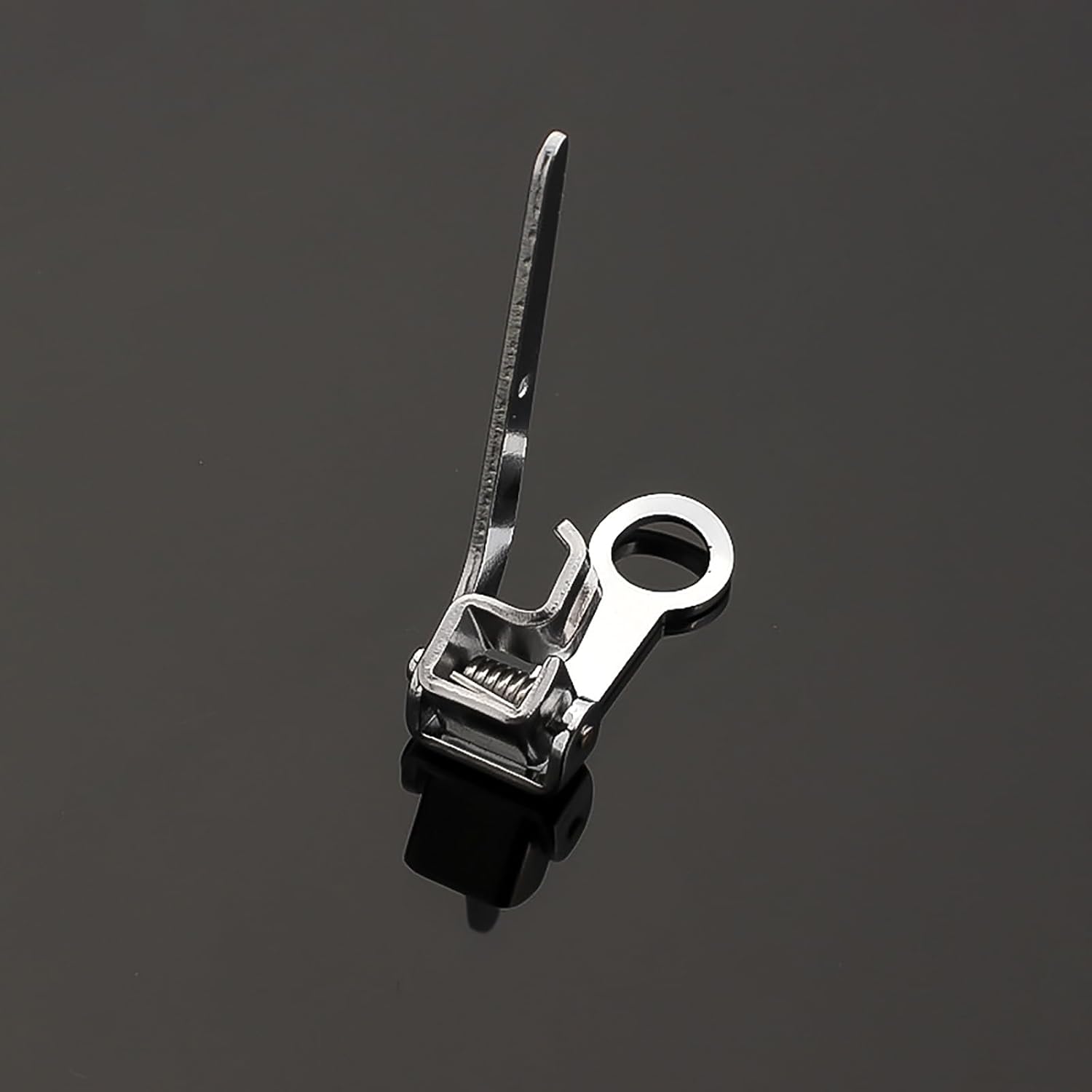 Low shank embroidery presser foot with circular handhold, metal darning style