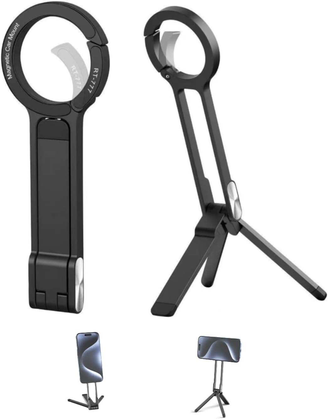 Aluminum Alloy Phone Tripod Carabiner-Mounted for iPhone