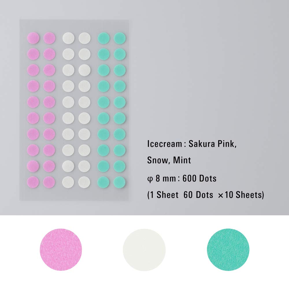 Stalogy Circlular Masking Tape Dot Patches 8MM 600 Pieces Ice Cream