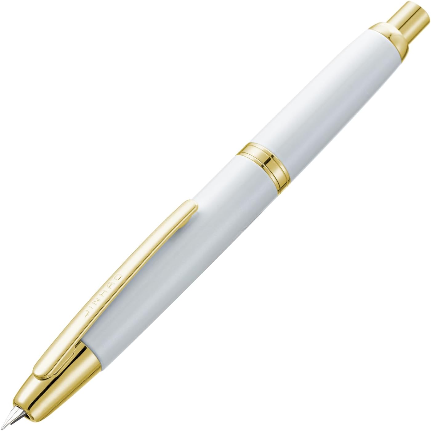 Jinhao 10 Capless Fountain Pen Retractable Fine Nib with Converter Set Pearl White Gold Clip