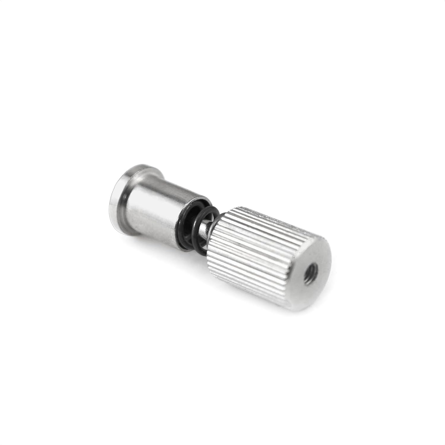 Quick-Change-Einsatz: silbernes Metallteil mit geriffeltem Griffbereich und Feder