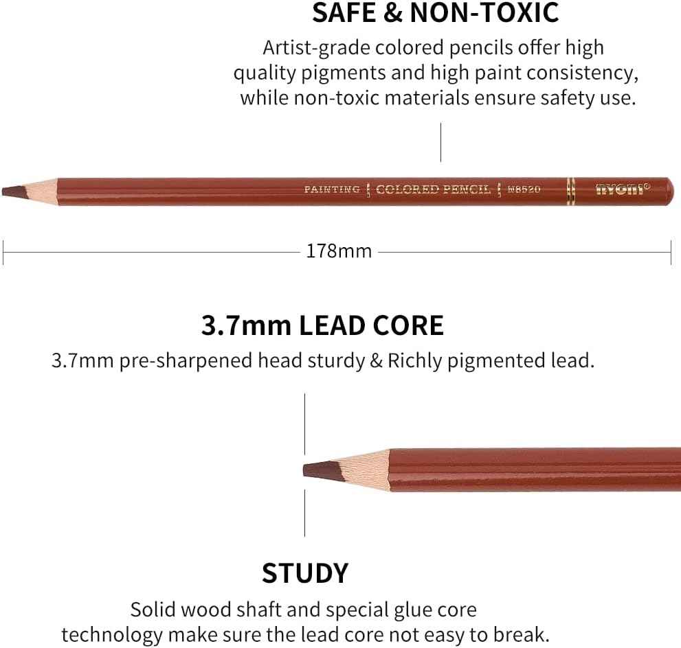 NYONI Professional 36 Colored Drawing Pencils Tin Box