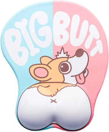 Cute Corgi Dog Butt Anime Mouse Pad with Wrist Support B-Blue Pink