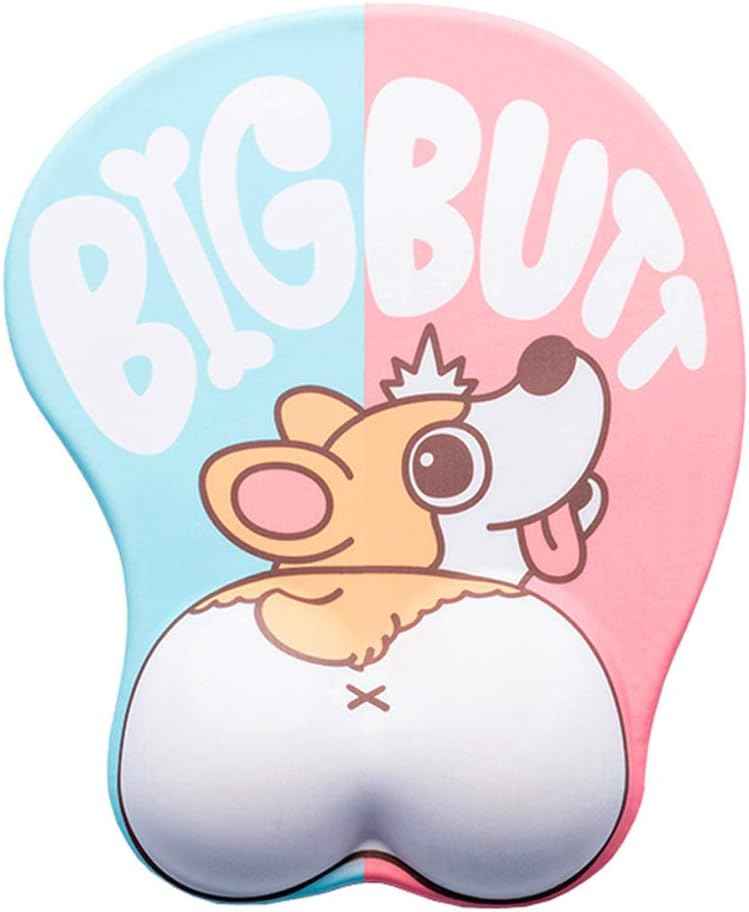 Cute Corgi Dog Butt Anime Mouse Pad with Wrist Support B-Blue Pink