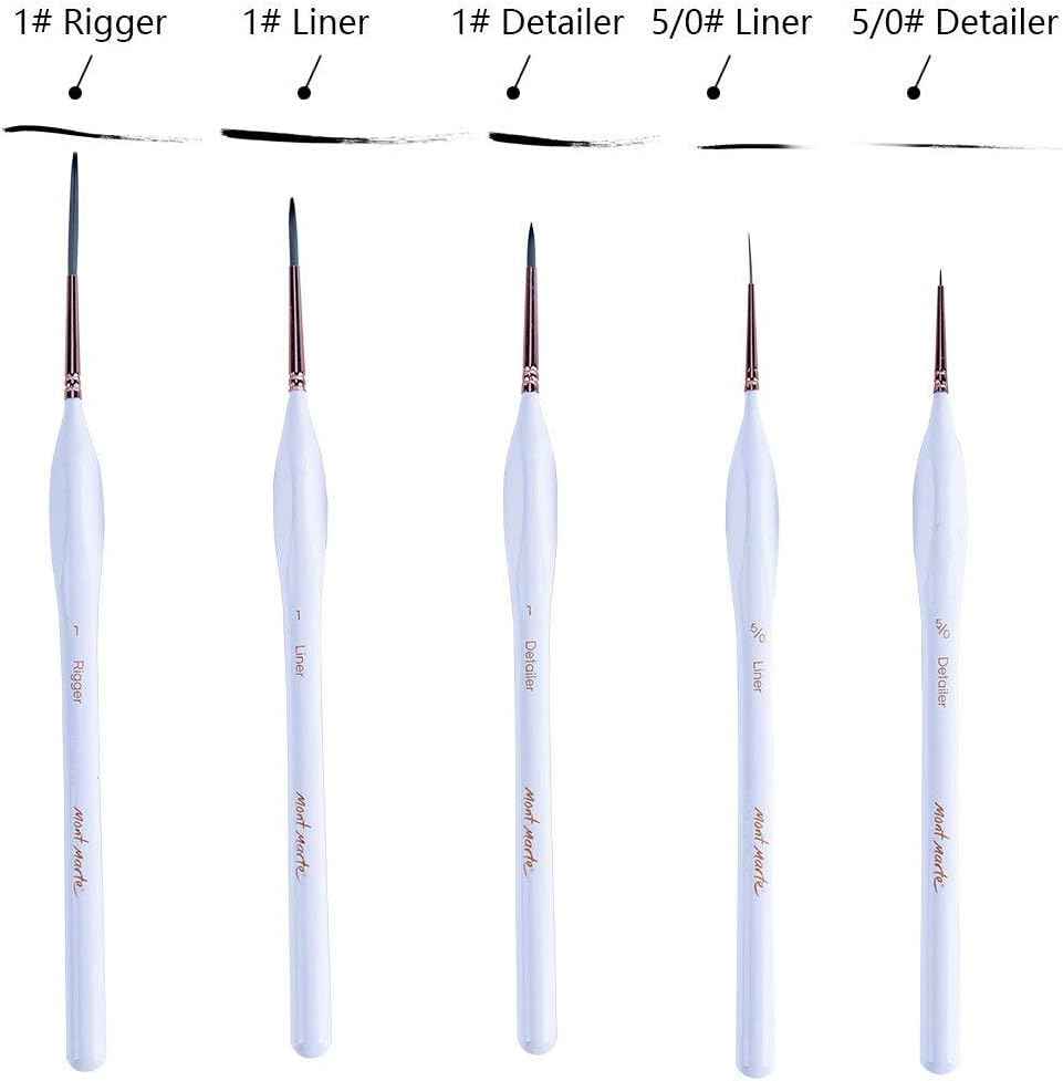 Mont Marte 5pcs Detailed Liner Artist Taklon Brush Set