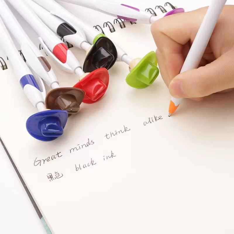 14PCS Fun Cowboy Hat Smile Retractable Ballpoint Pens For Kids