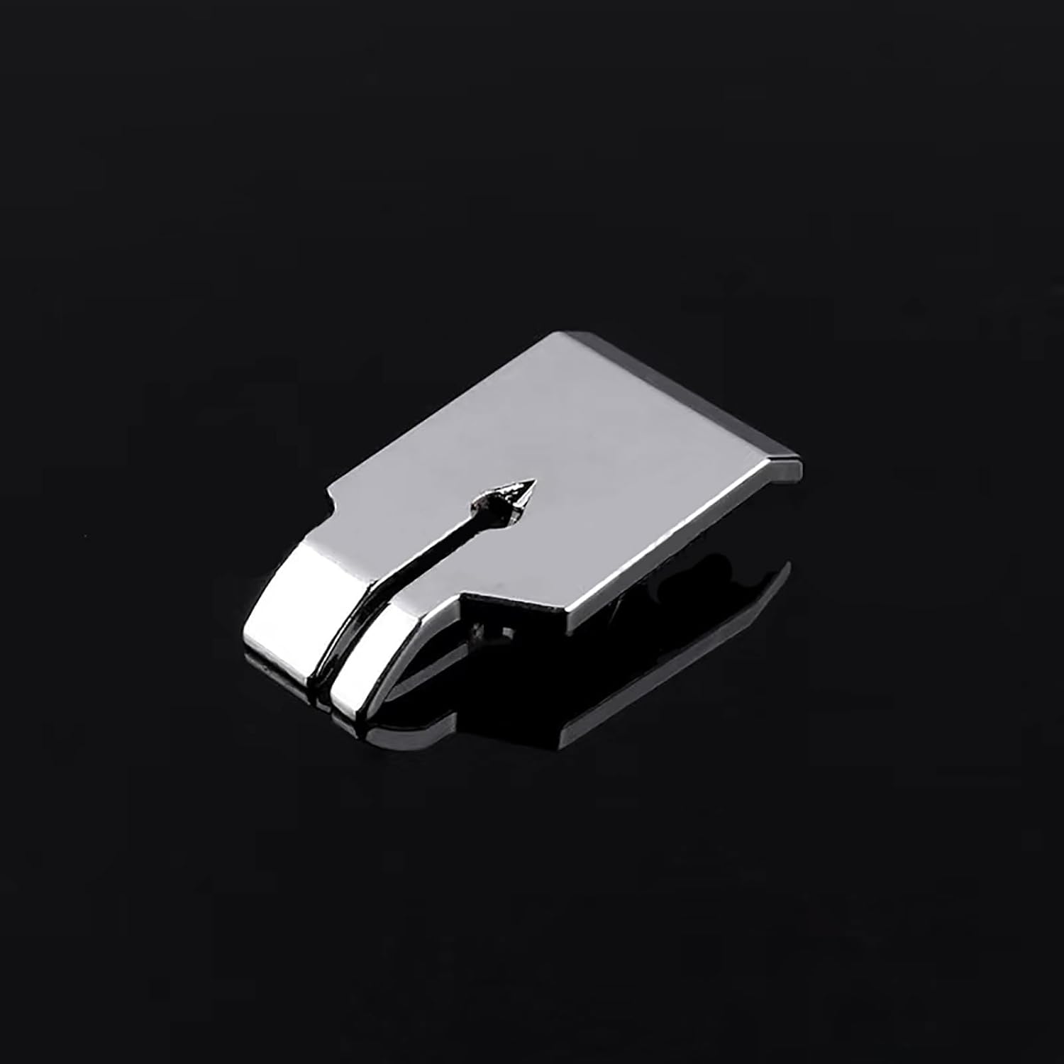 1/4 inch piecing foot presser, shiny metal base with front opening