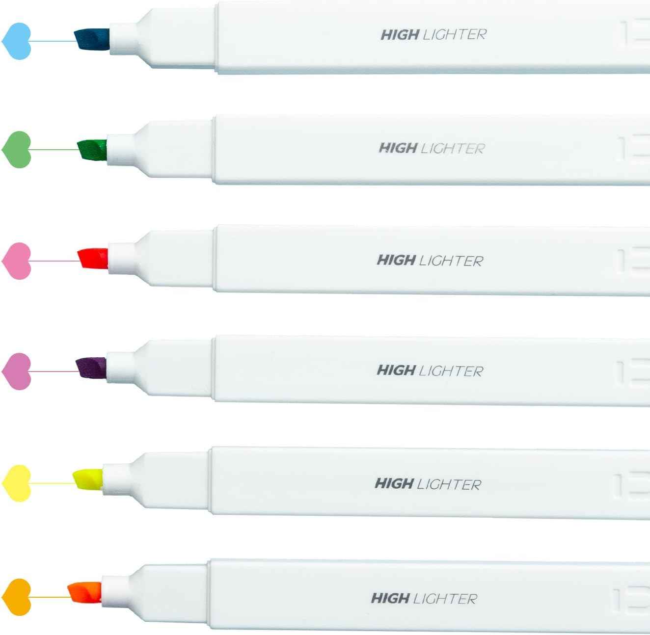 M&G 6Pcs Multicolor No Bleed Dry Quick Chisel Tip Highlighters Bright Color