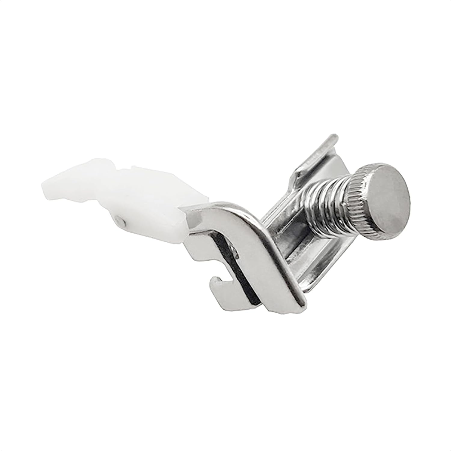 Adjustable zipper piping cording presser foot with tension spring and silver screw stem