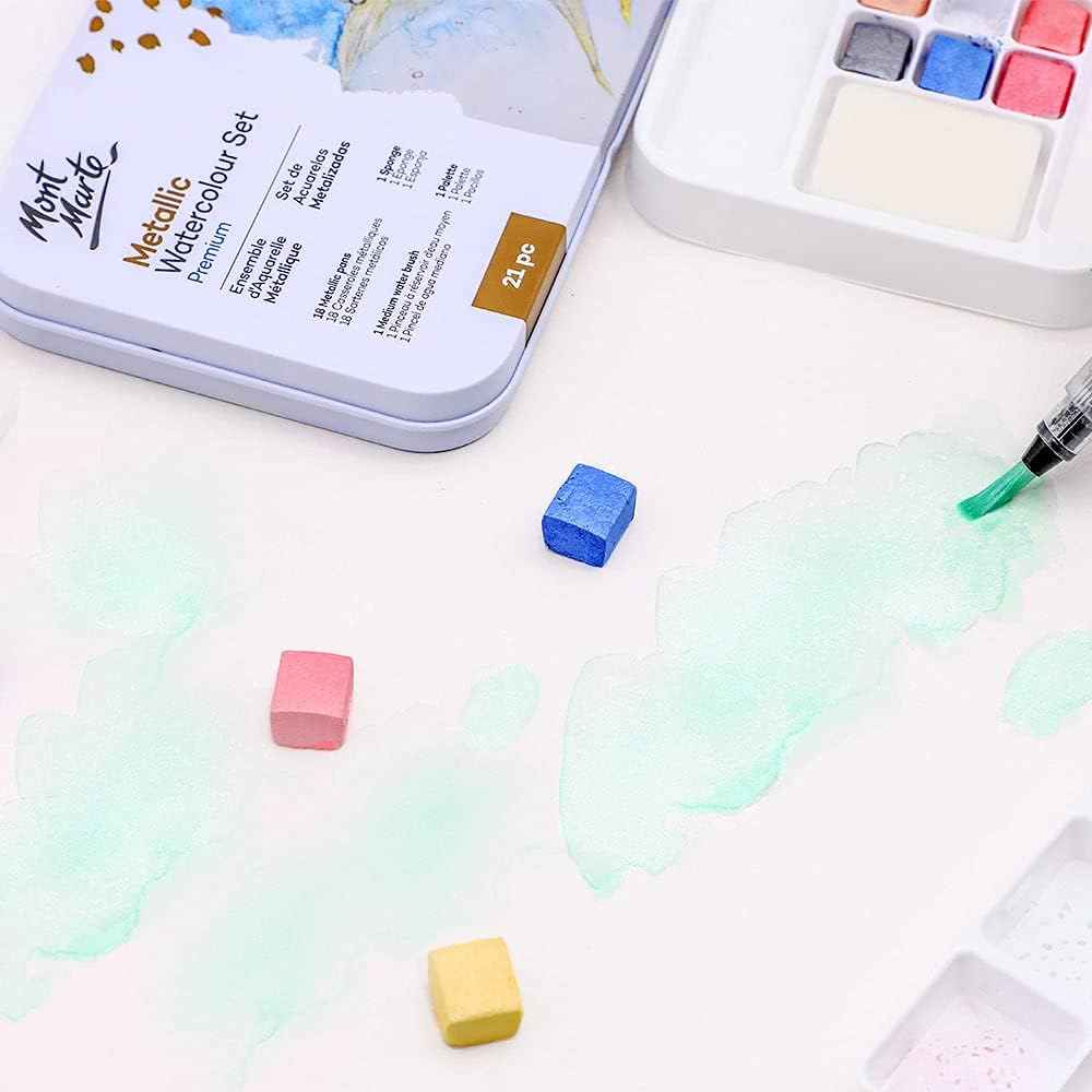 Mont Marte 21 Piece Premium Metallic Watercolor Cake Set