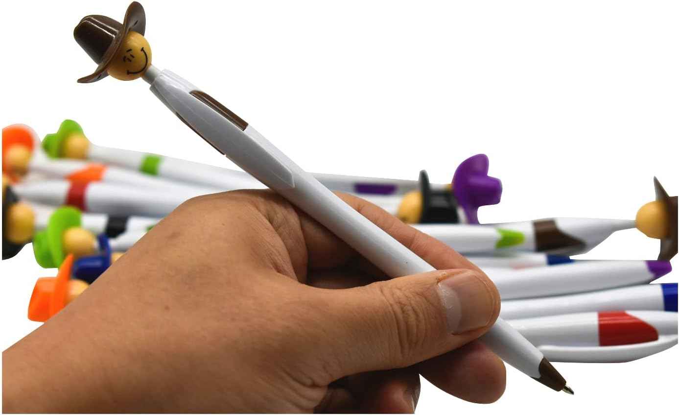 14PCS Fun Cowboy Hat Smile Retractable Ballpoint Pens For Kids