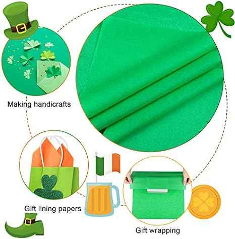 100 Sheets Tissue Wrapping Paper for DIY Crafts 35x50cm Green White Orange