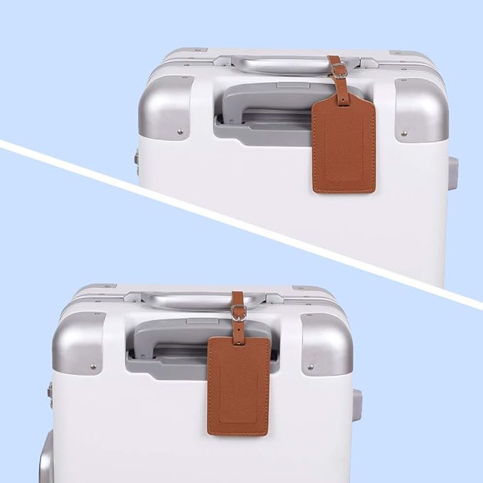 Leather Luggage Tags 4 Pack Bag Suitcase Labels