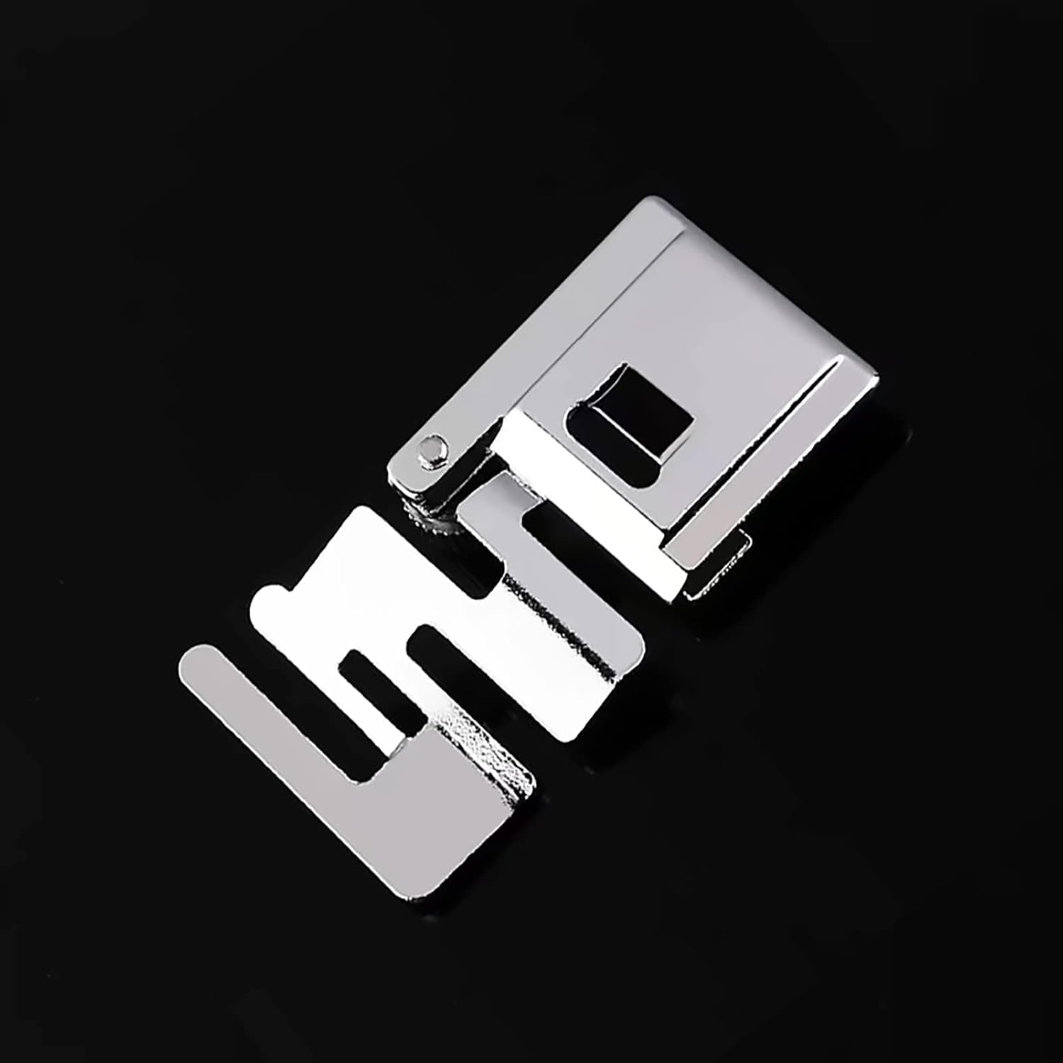 Elastic cord band attachment plate and presser foot parts, chrome finish