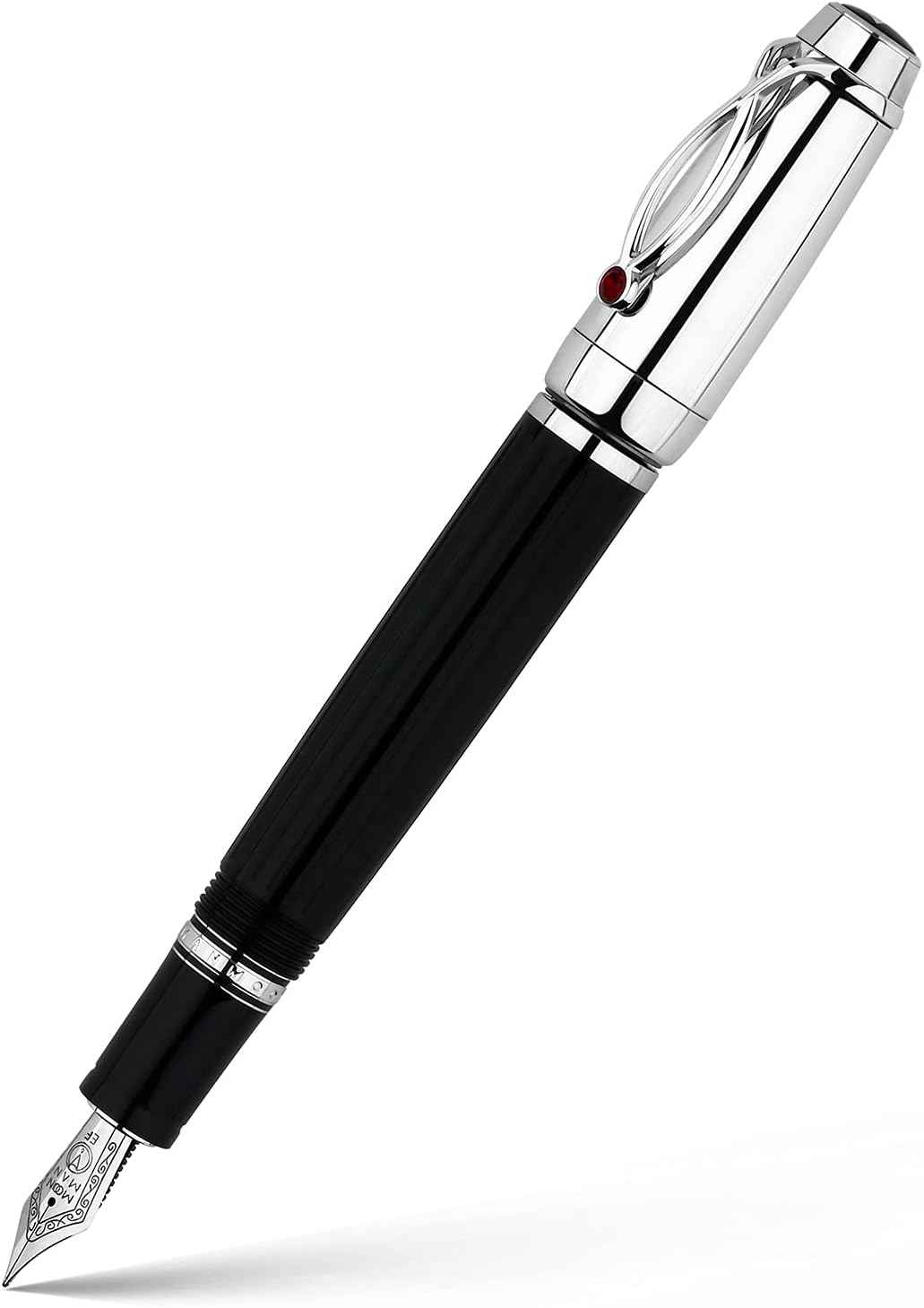 Majohn X1 Retractable Fountain Pen Black Resin,Iridium Extra Nib