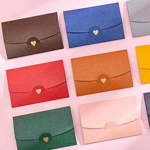 Kraft Mini Gift Card Envelopes with Gold Heart Shaped Clasp 48 Pack