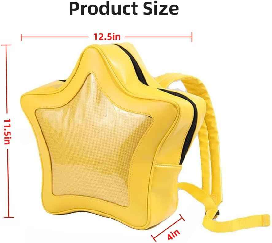 Yellow Star Kawaii PU Leather Ita Bag Backpack