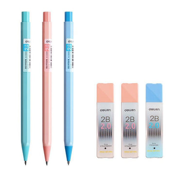 DELI 2.0MM Mechanical Pencil Plus with 24pcs Black Lead Refills