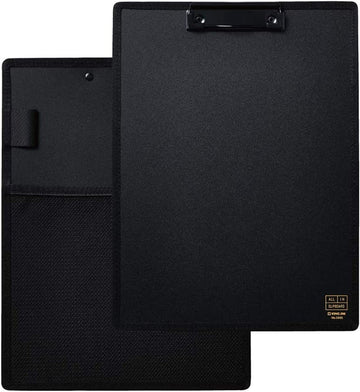 King Jim 5985 All IN Clipboard A4 Vertical with Mesh Pocket and Pen Holder Black