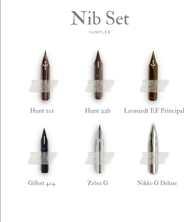 6 Classic Dip Pen Nib Set
