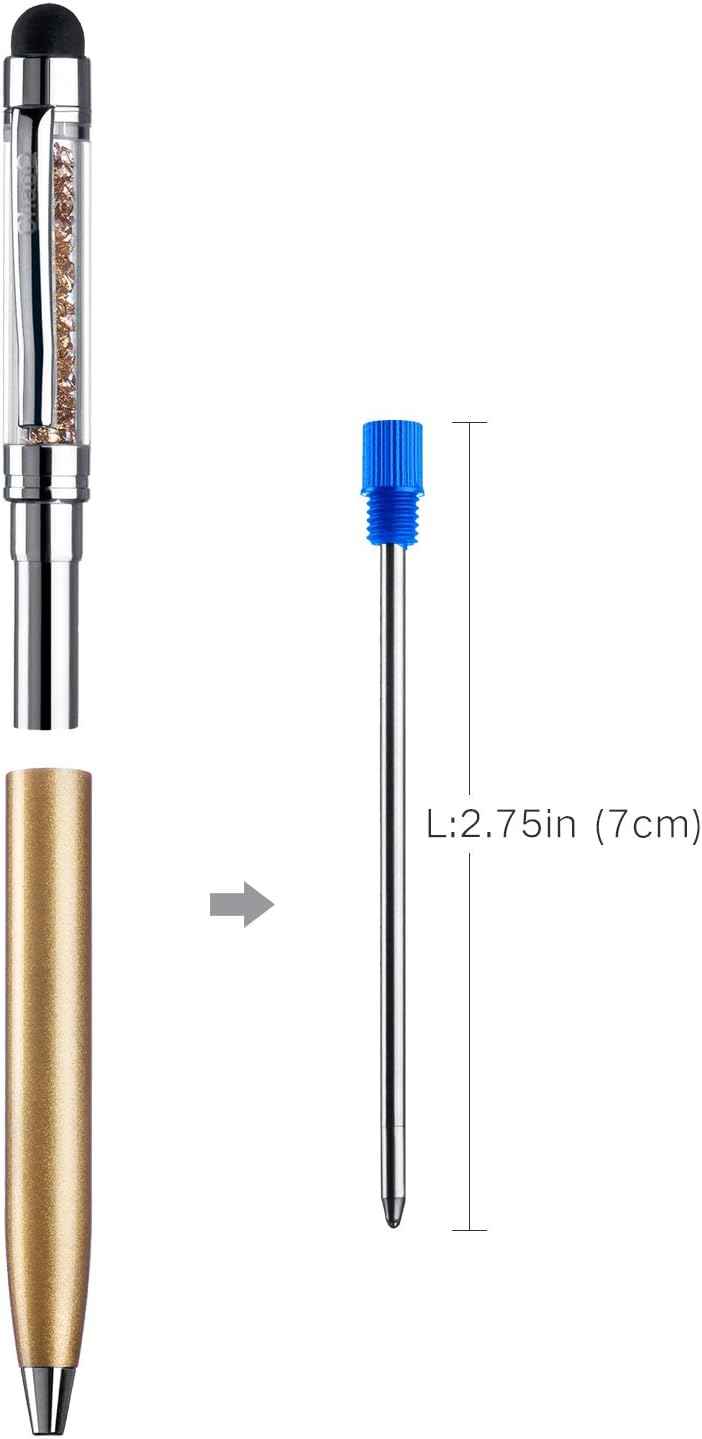 10pcs Black Blue Ink Replaceable Ballpoint Pen Refills,2.75 inch (70mm) Blue