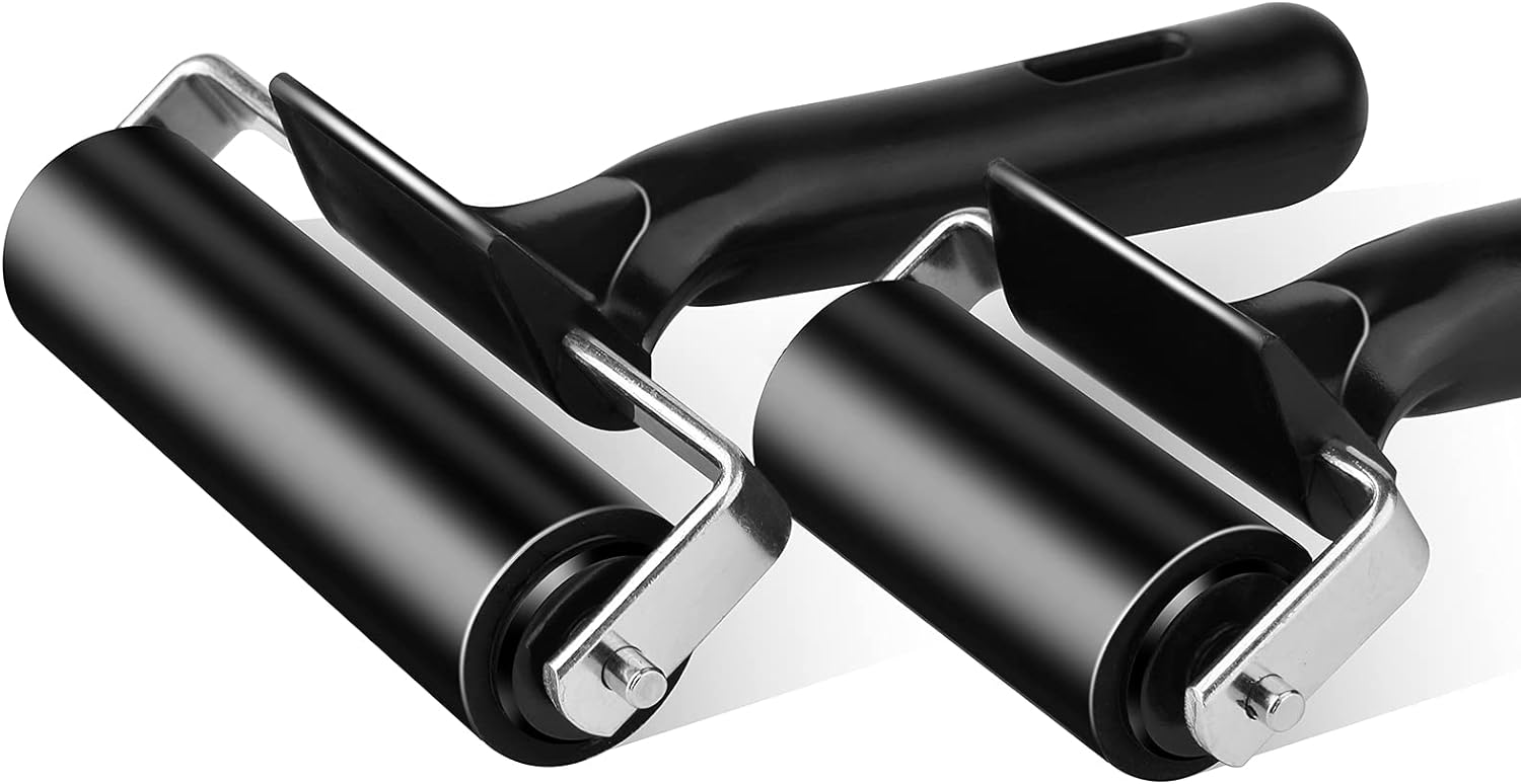 2Pcs Rubber Brayer Rollers 4 and 2.2 Inch for Printmaking