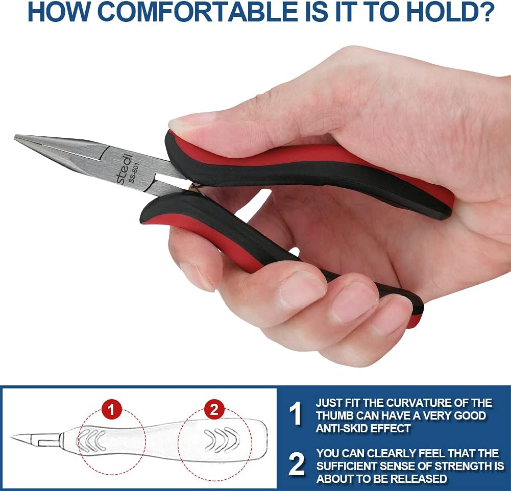 Stedi 5-Inch Needle Nose Pliers for Jewelry Making, Chain Nose