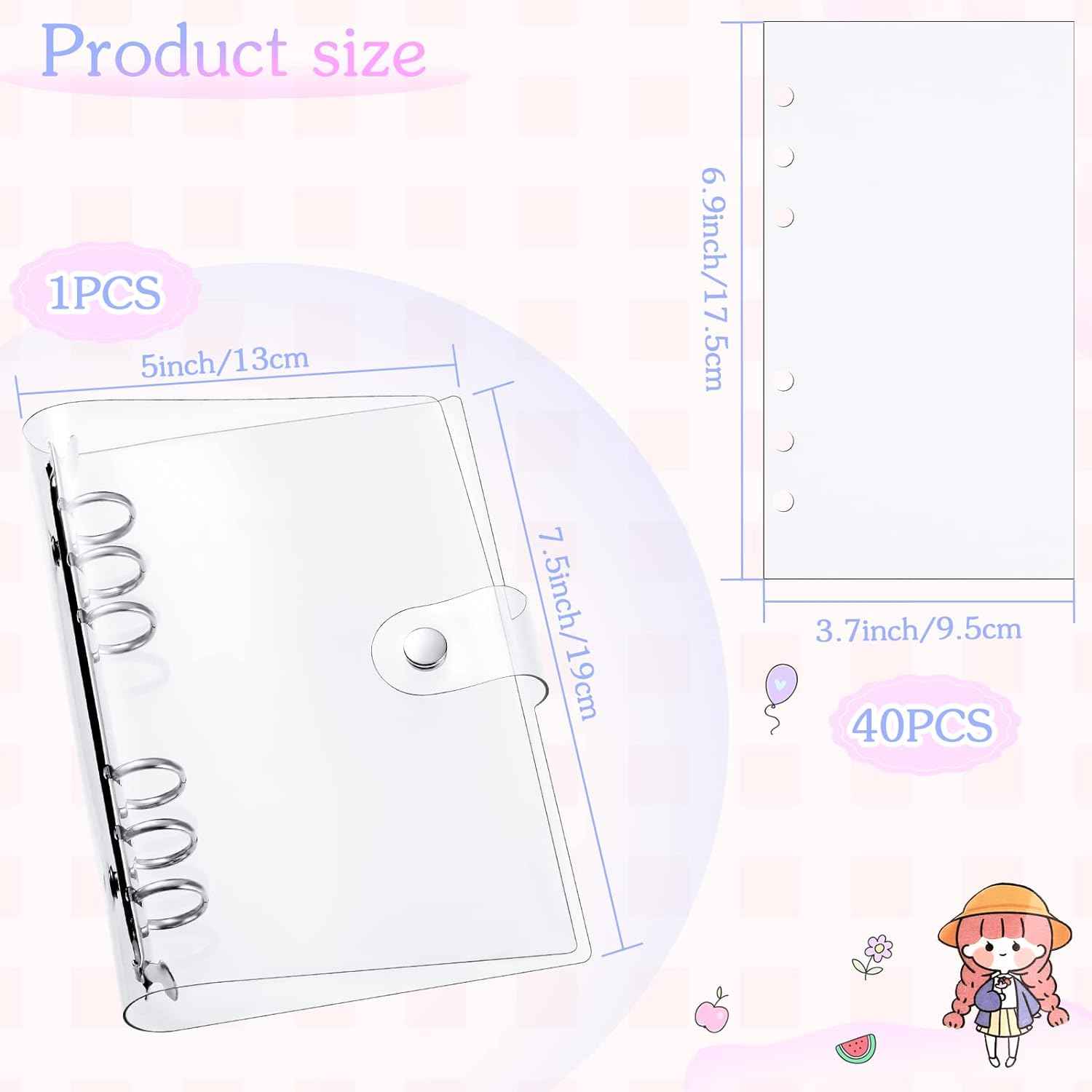 Kids Sticker Collecting Album Book with 40 Sheets PVC Shell A5/A6 A6