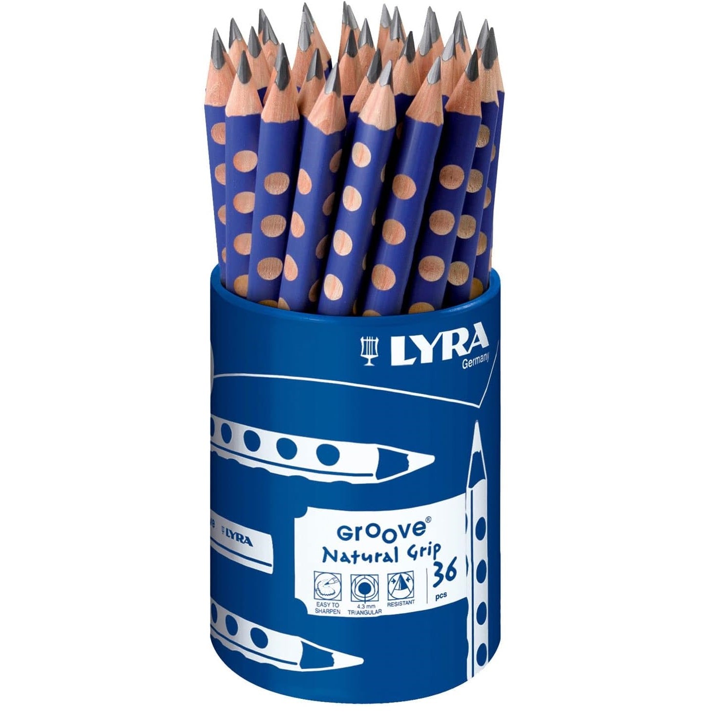 LYRA Groove Graphite Triangular B Pencils,36 Pieces Blue