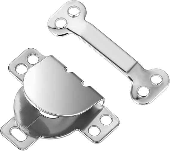 Two-piece metal trouser hook fastener in silver tone with matching receiver