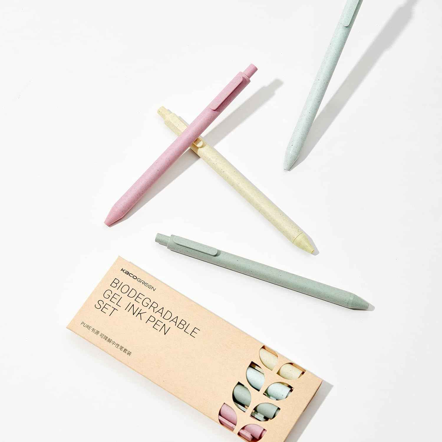 Kaco Biodegradable Gel Ink Pen Set with Black Ink 4 Pack