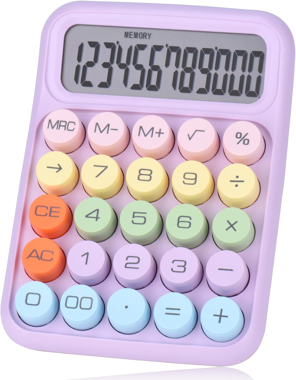 Colorful Candy Mechanical Pushbutton Calculator,12 Digit purple