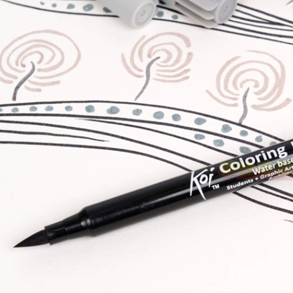 SAKURA Koi Colouring Brush Pen Set 6 Grey Pens