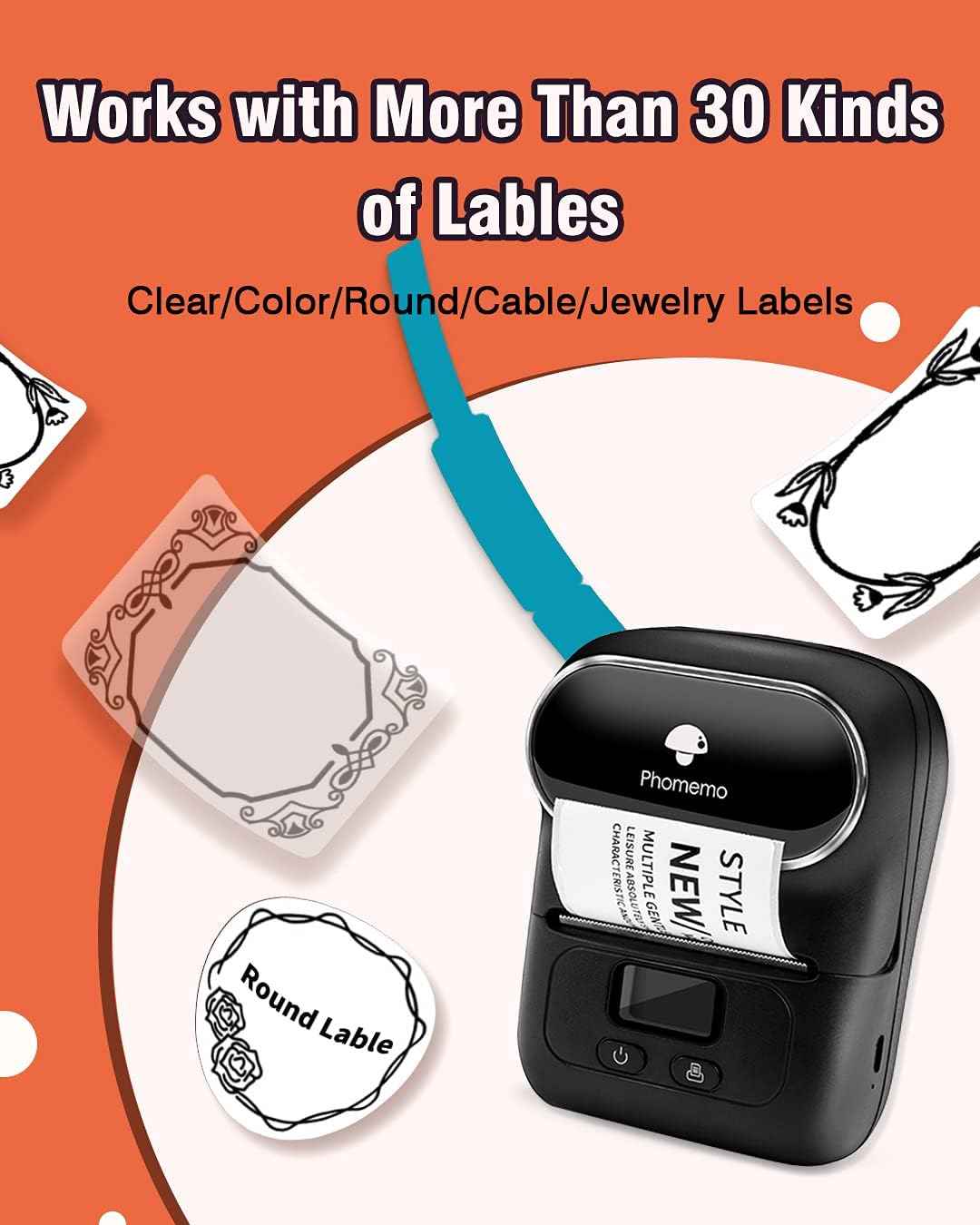 Phomemo M110 Label Maker Thermal Printer with 3 Roll Paper