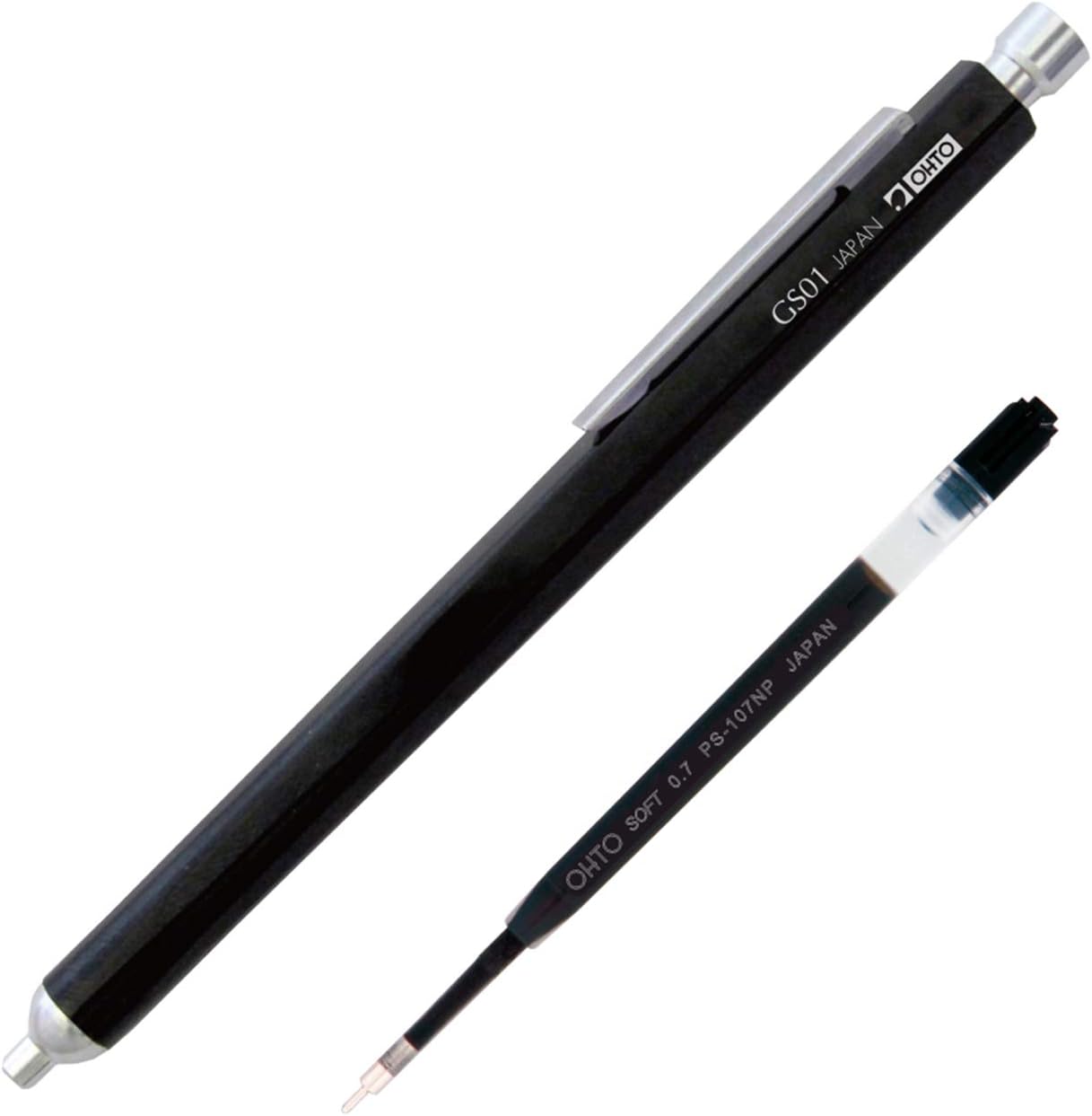 OHTO JAPAN GS01 Ballpoint Pen - 0.7mm - Black Ink - Black Body