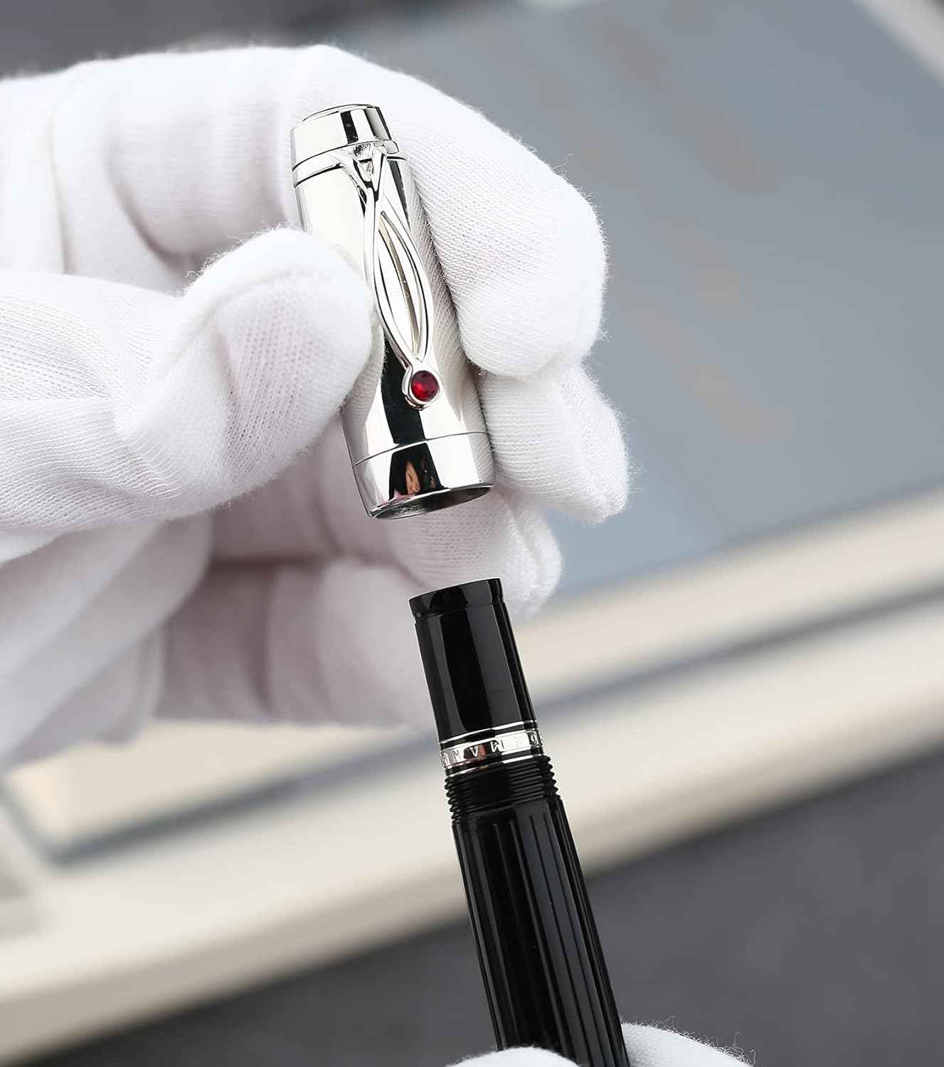 Majohn X1 Retractable Fountain Pen Black Resin,Iridium Extra Nib