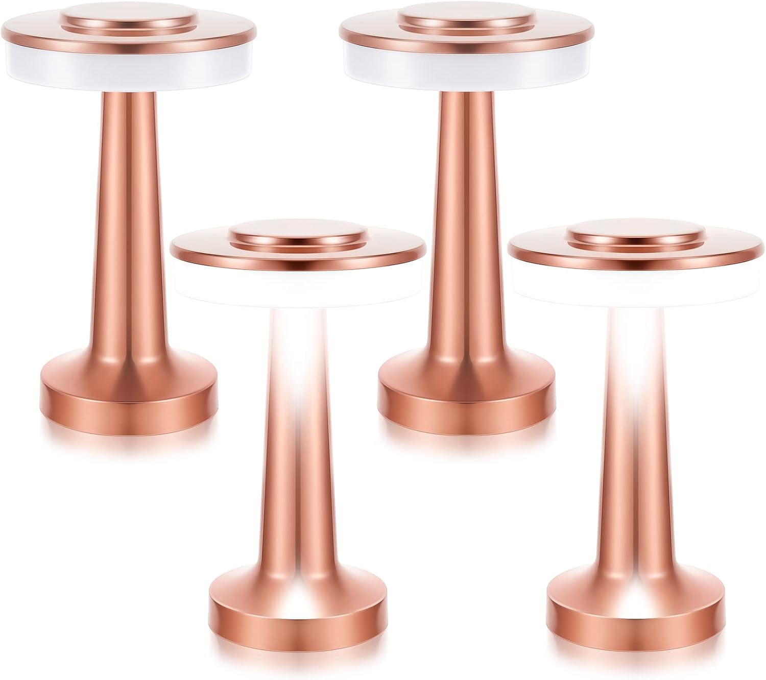 4Pcs Portable Cordless Table Lamp with Touch Sensor Rechargeable Rose Gold
