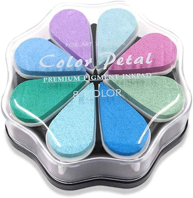 8 Colors Petal Shape Craft Pigment Ink Pad Stamps Partner Style 4