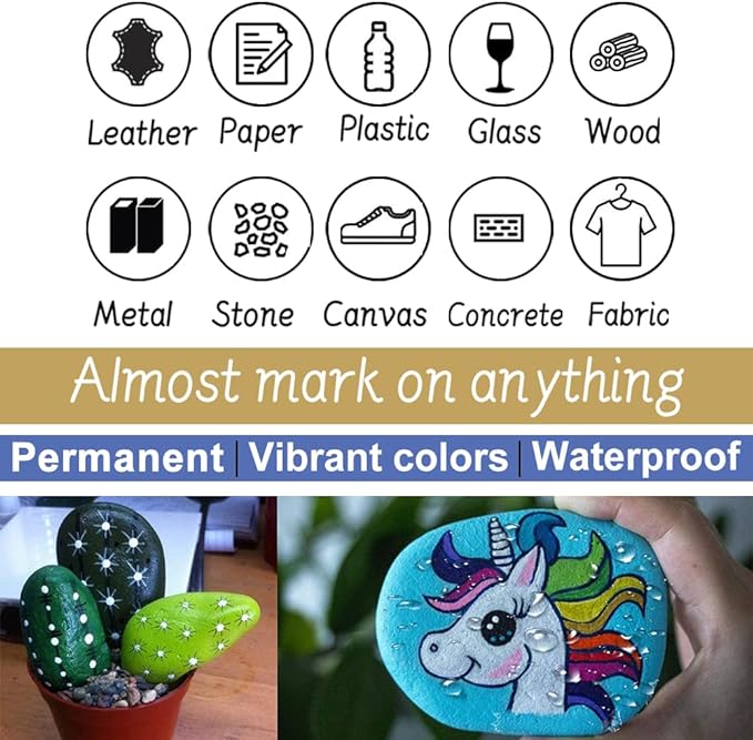 DELI 8 Color Paint Marker Pens Oil Based for Metal Wood Rock Painting