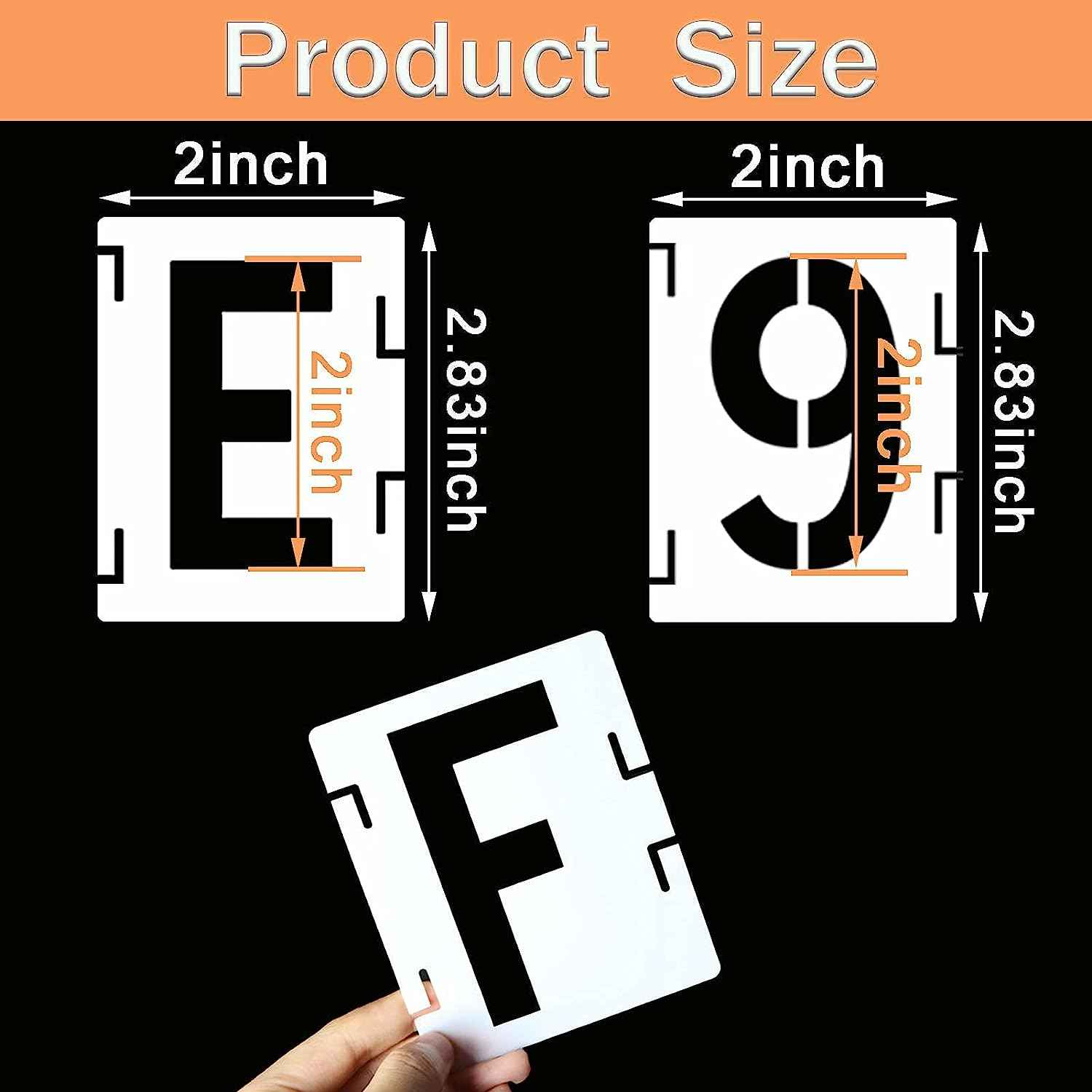 42Pcs Reusable Letter Stencils Symbol Numbers Craft Stencils,2/3/4/5/6 Inch 2 INCH