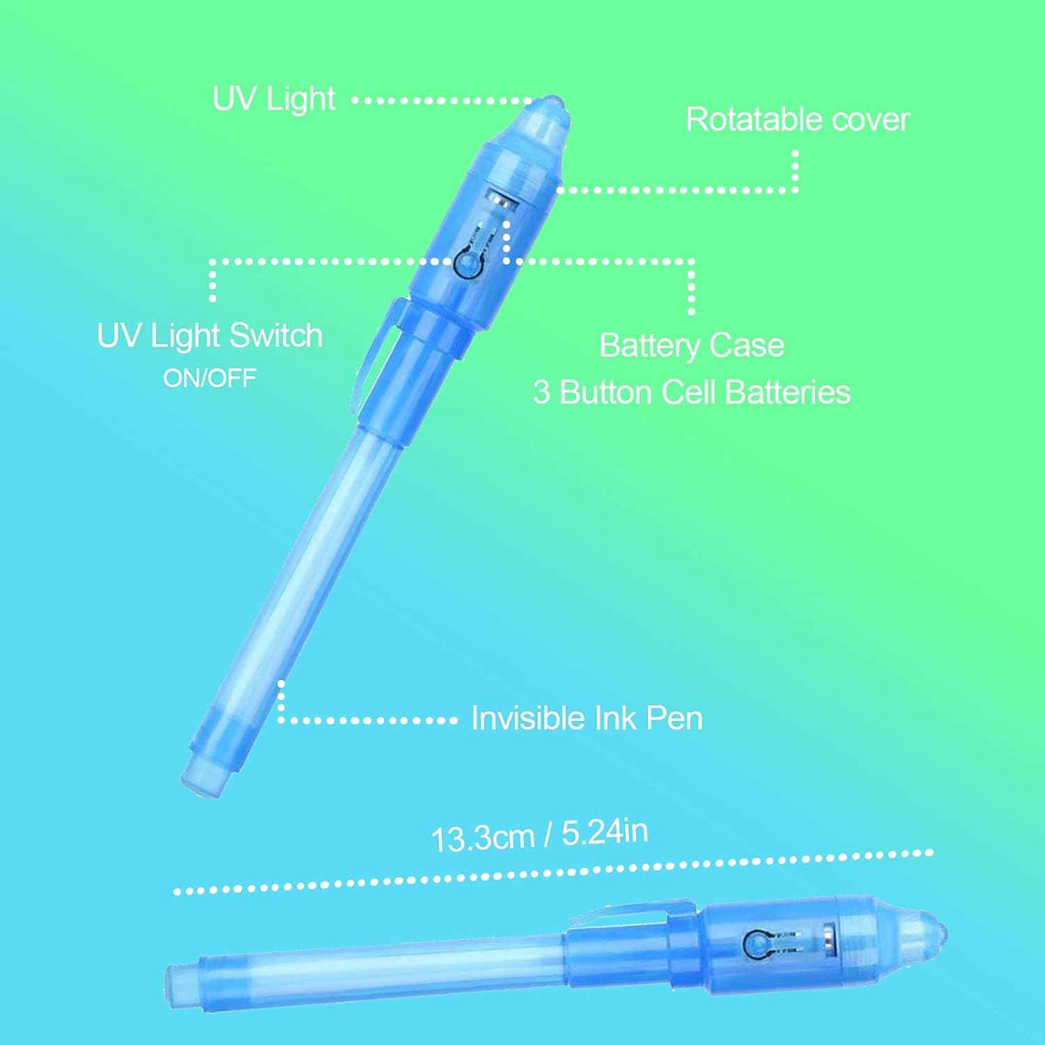 7pcs Invisible Ink Spy Pen with UV Light for Kids Secret Message