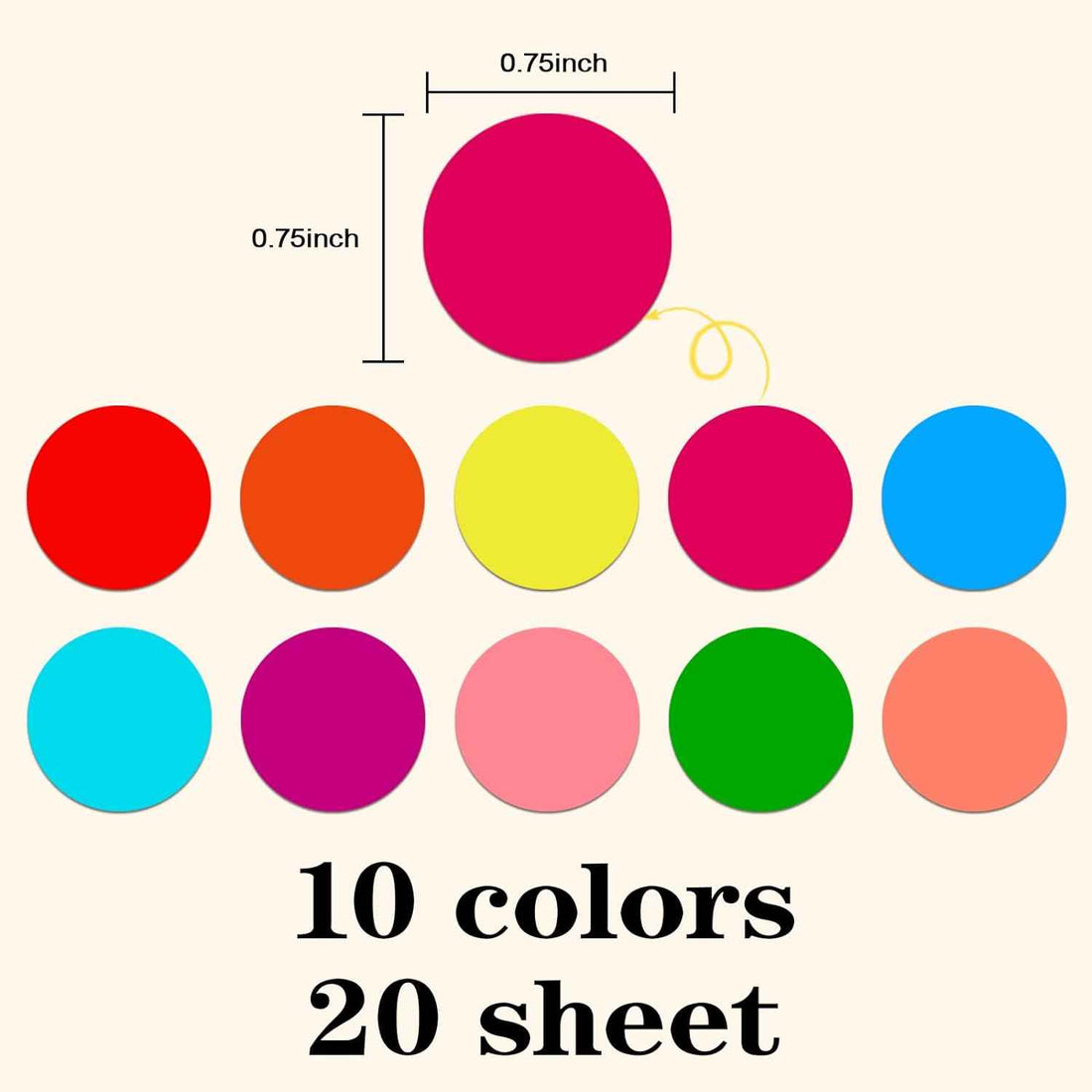 1400pcs 10 Color Dot Stickers Circle Coding Labels